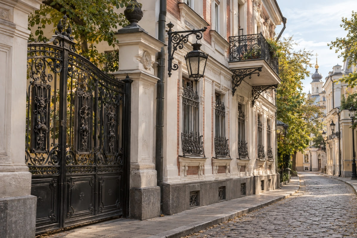 Металл в архитектуре старой Москвы: решётки, ограды, ворота и декоративные детали фасадов